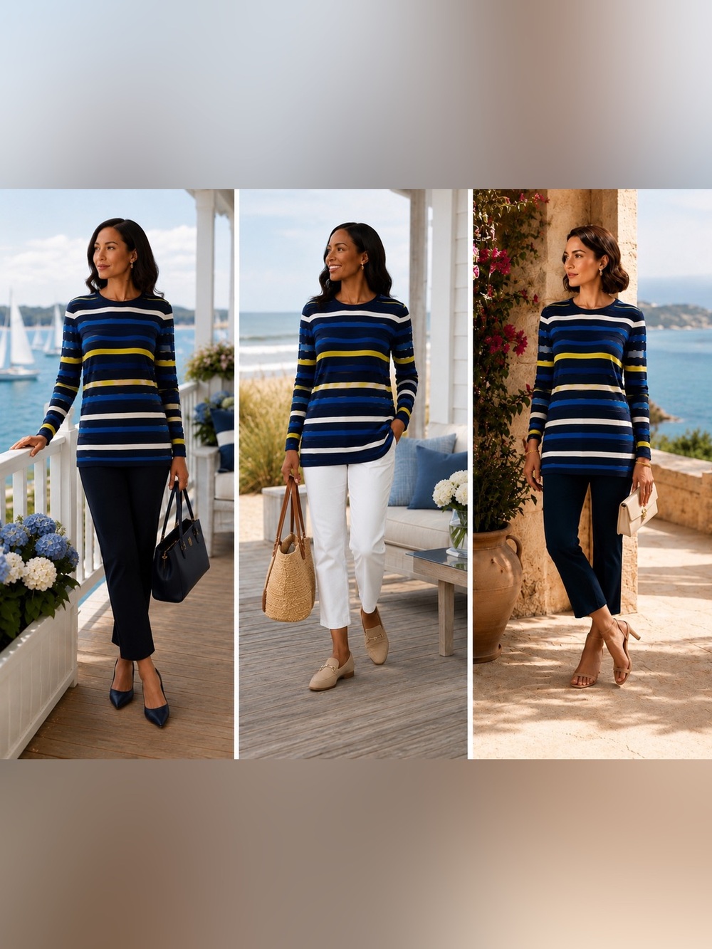 St. John striped Blue, Yellow, & Black with a classic Crew Neck Sweater – Size S - Picture 4 of 8